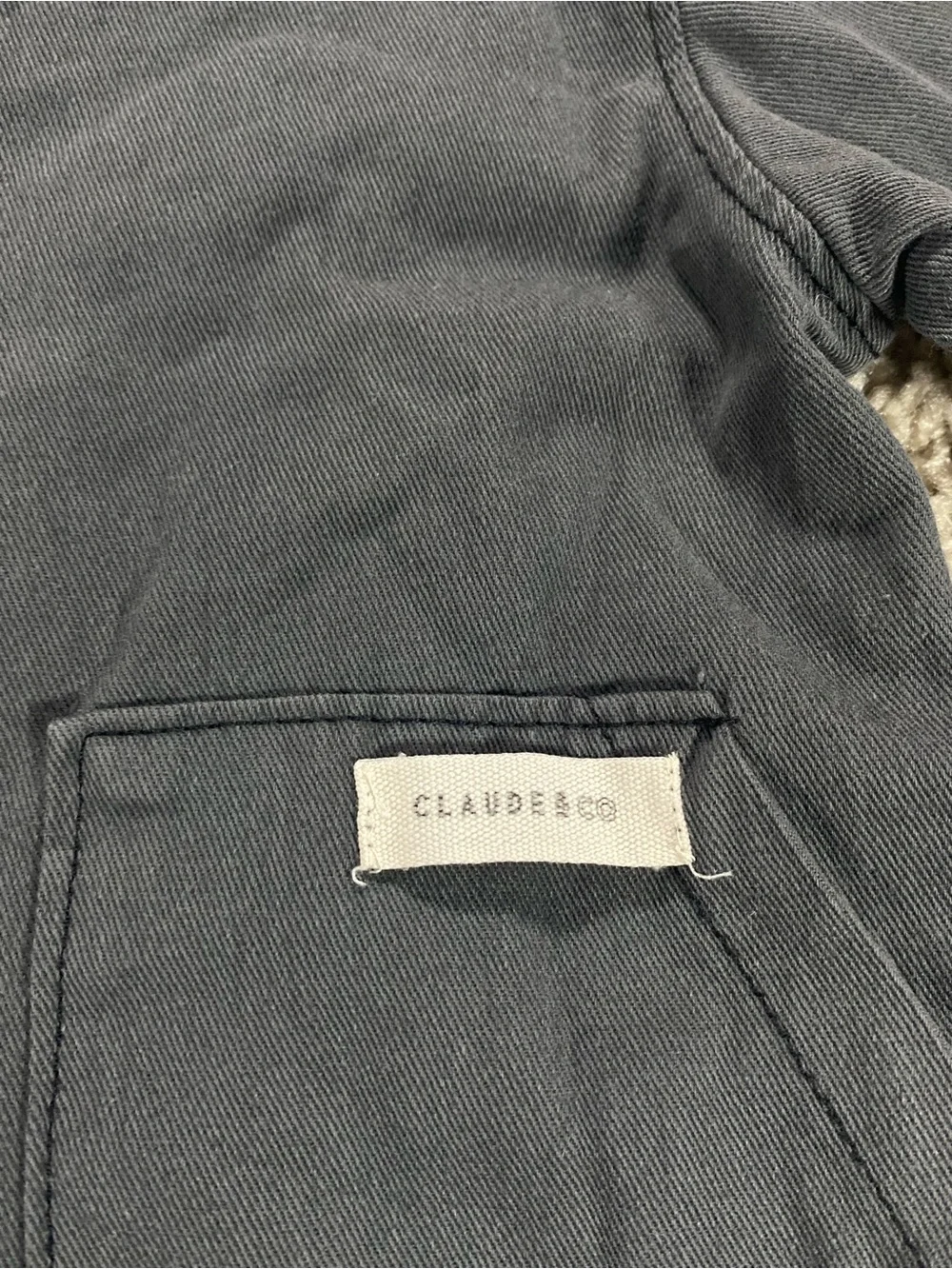 CLAUDE & CO  Claude X Ando Bib Overalls Button Down Onesie Grey Charcoal 6-12 mo